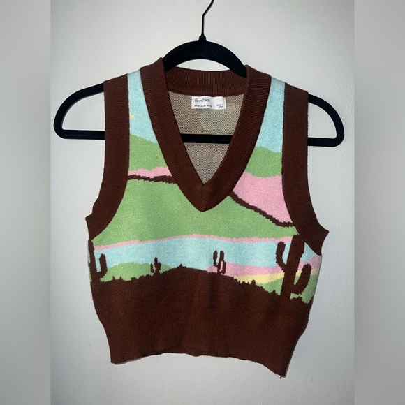 Bershka Brown and Multicolor Knit Vest - Picture 3 of 6